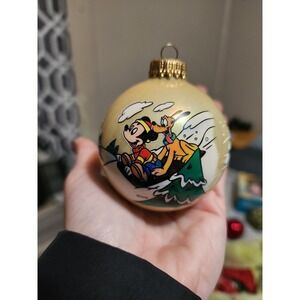 Vintage Mickey Unlimited Handblown Glass Christmas Ornament Ball Mica Glittered